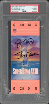1989 Super Bowl XXIII Full Ticket, Signed by Montana/Rice (MVP) - PSA/DNA GEM MT 10